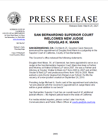 SBSC Welcomes New Judge Douglas K. Mann